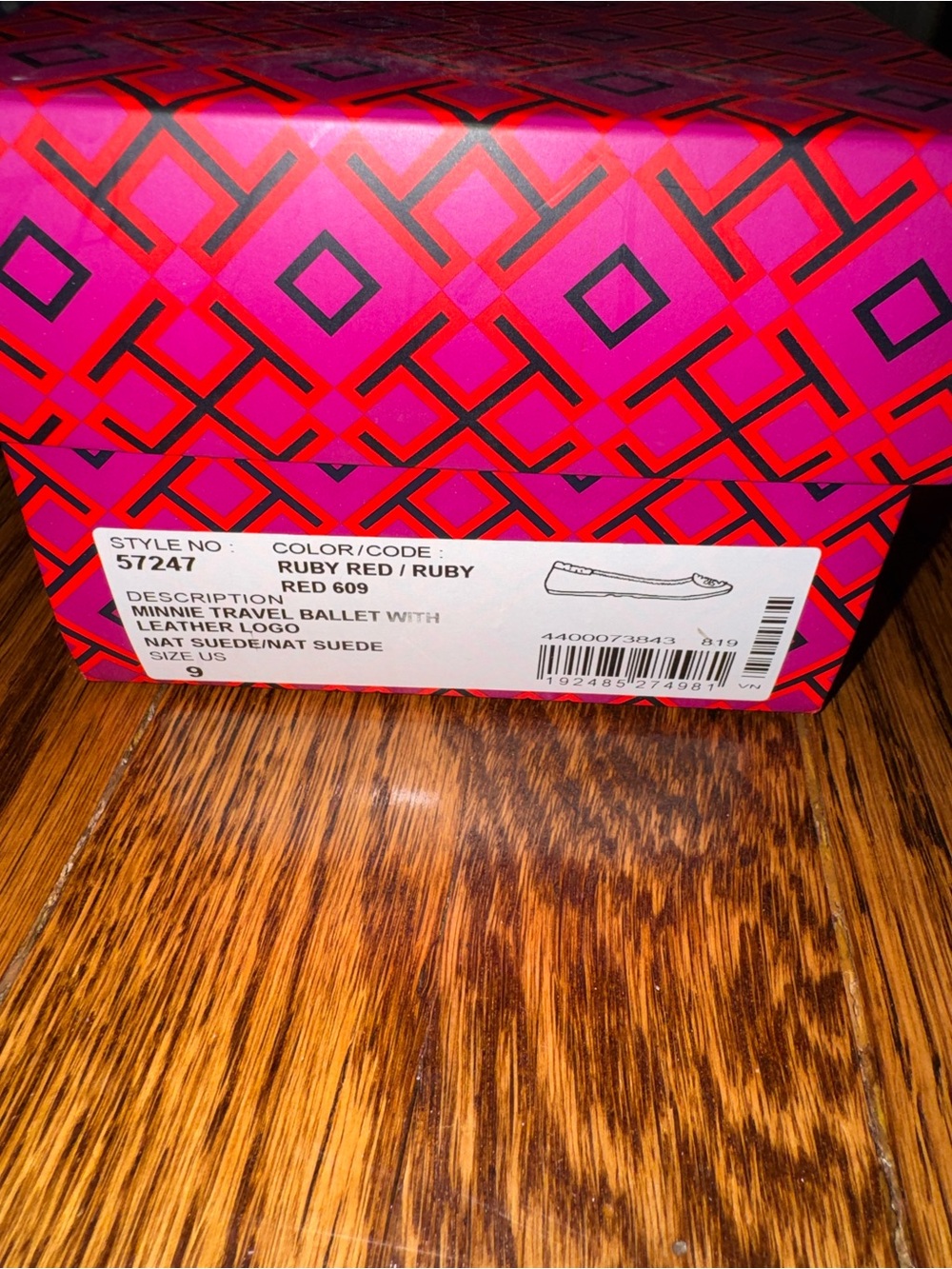 Tory Burch Ruby Red Suede Minnie Travel Ballet Flats - Picture 6 of 6